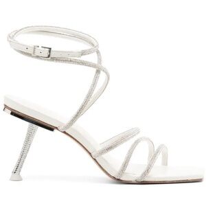 Cult Gaia Isa 70mm Leather Rhinestone Strappy Heels Sandals Size 40.5 US 10.5